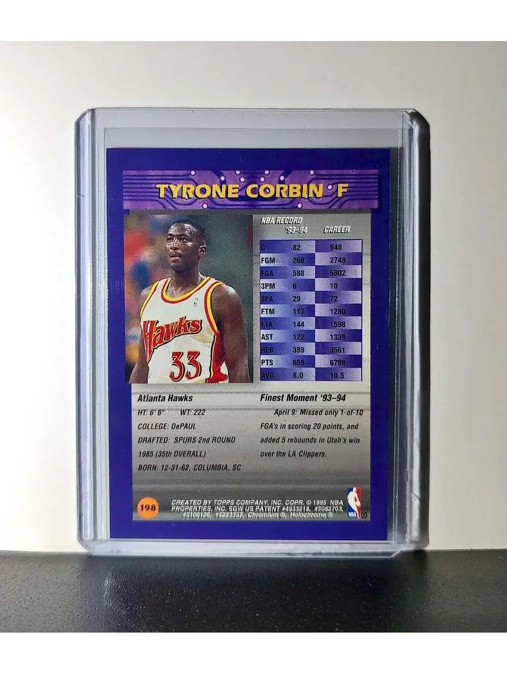 Tyrone Corbin 1994-95 Topps Finest #198 Basketball Card